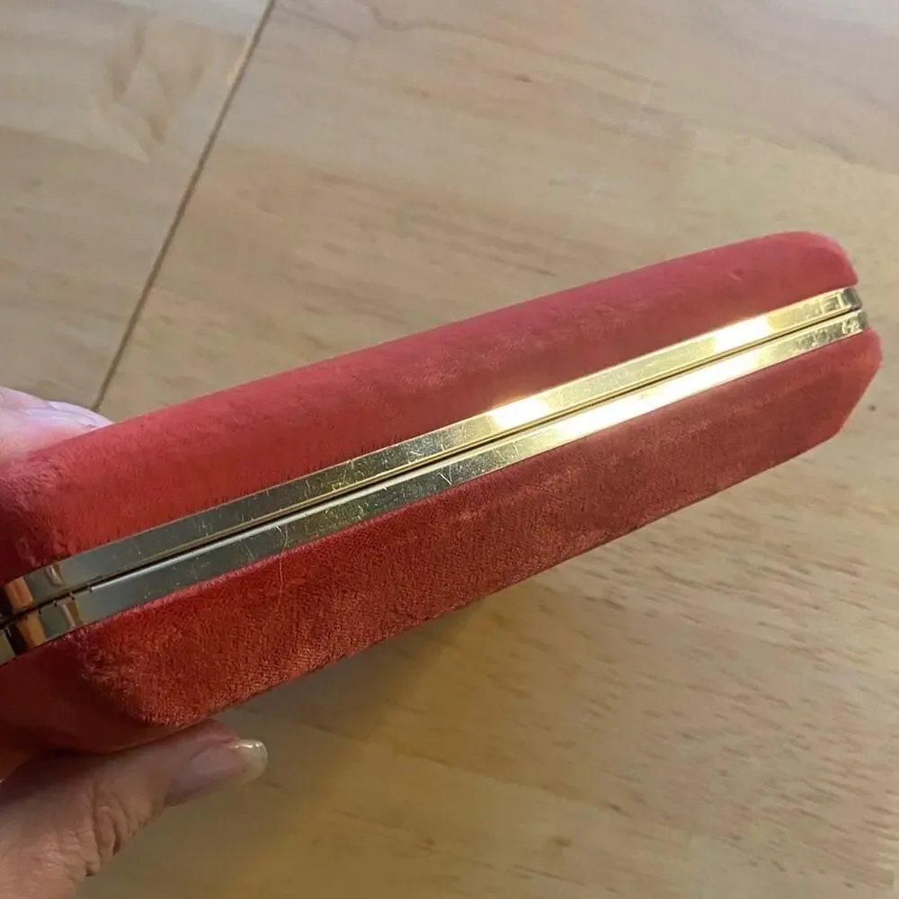 Red Velvet Jewelry Box with Gold Trim